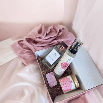 Kankshi Rakhi Gift Box - Top View with Rose Petals